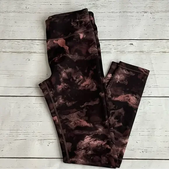 Athleta Girls Printed Chit Chat Tight Size XXL/16 Brown Leggings High Rise - Picture 3 of 5